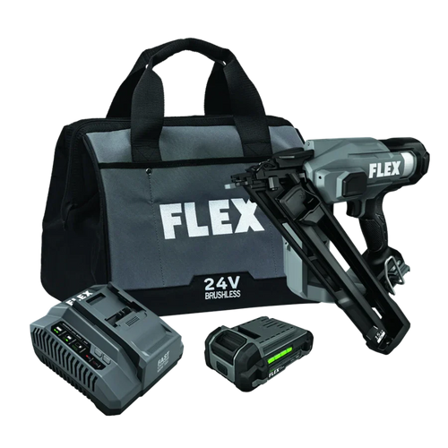 FLEX FX4311B-1A 15Ga Angled Nailer Kit (1x2.5Ah Battery+160W Charger)