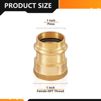 30 Pcs 1" Press x 1" Female Brass Adapter (Lead Free)