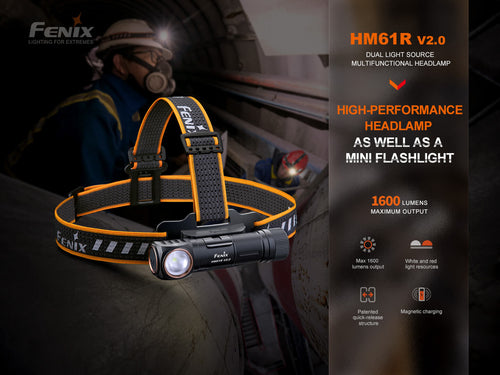 Fenix HM61R V2 Rechargeable LED Headlamp - 1600 Lumens
