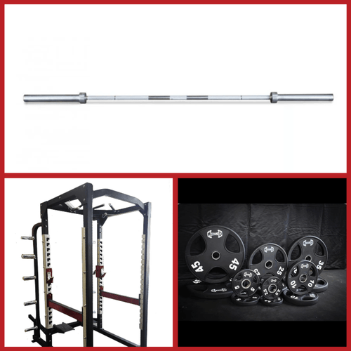 Power Cage Complete Weight Set - Muscle D Fitness - Commercial Squat Rack - Functional Pull-Up Bar - 10 Weight Storage Pegs - Power Rack