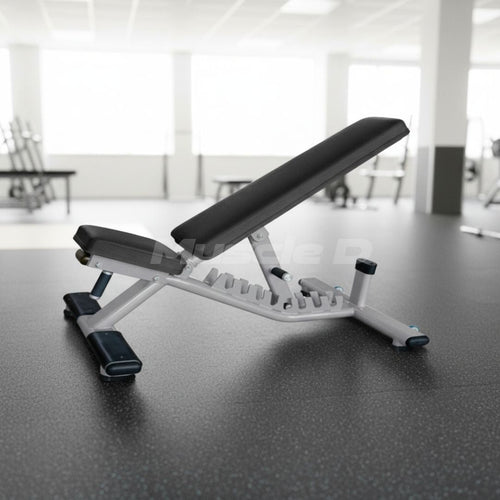 Flat to Incline Bench - Muscle D Fitness - 11 Gauge Steel - Commercial Upholstery - Seat and Back are Adjustable