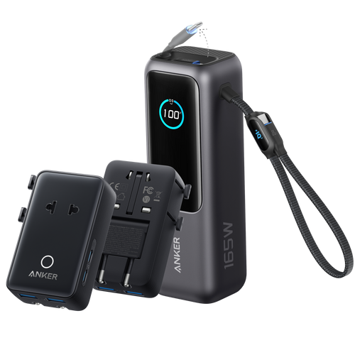 Anker Laptop Power Bank (25K, 165W, Built-In and Retractable Cables)