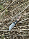 Hunting Knives for Sale – 9" Damascus Steel Blade with Sheep Horn/Resin Handle & Leather Sheath