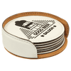 4" Dark Brown Round Laserable Leatherette 6-Coaster Set
