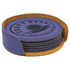 4" Dark Brown Round Laserable Leatherette 6-Coaster Set