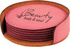 4" Dark Brown Round Laserable Leatherette 6-Coaster Set