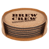 4" Dark Brown Round Laserable Leatherette 6-Coaster Set