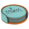 4" Dark Brown Round Laserable Leatherette 6-Coaster Set