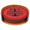 4" Dark Brown Round Laserable Leatherette 6-Coaster Set
