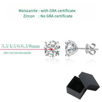 GRA GIA Certified Moissanite Stud Earrings 0.2-2CT VVS1 4-Claw Sterling S925