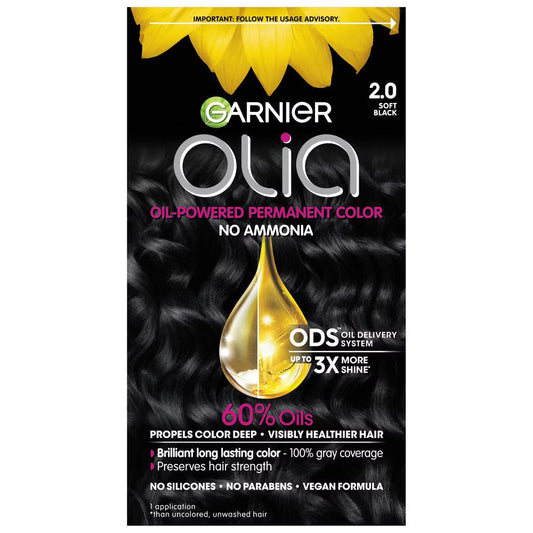 Garnier Olia Oil Powered Permanent Haircolor 2.0 Soft Black