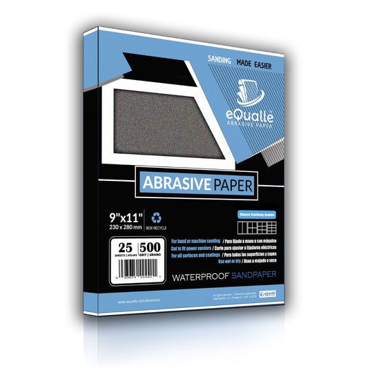500 Grit Sandpaper Sheets – 25 Pack, 9x11 in, Wet or Dry Use