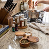 Hand-Carved Mediterranean Olive Wood Spice Box Dual-Cell with Swivel Lids