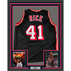 Framed Autographed/Signed Glen Rice 35x39 Miami Black Basketball Jersey Beckett BAS COA