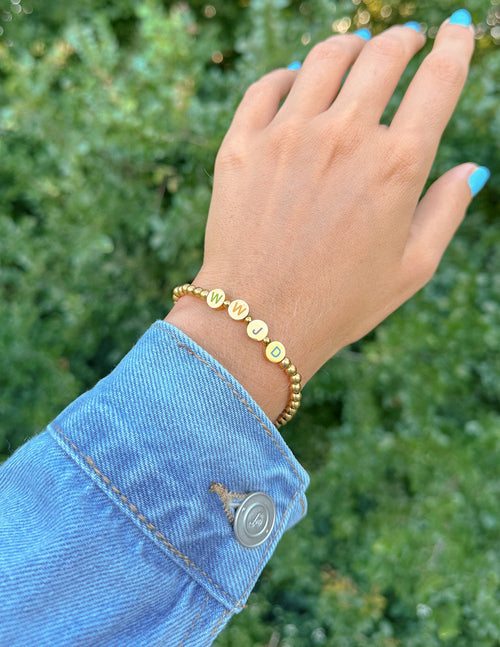 Gold WWJD Letter Bracelet