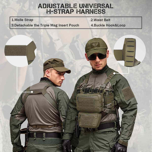 Votagoo Tactical Chest Rig，Molle Modular Micro Fight Chest Rigs Adjustable&Detachable with 5.56/7.62 Magazine Pouch