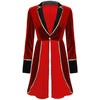 Velvet Circus Ringmaster Gold-Trimmed Swallow-Tail Blazer Coat