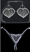 Dazzling Heart Crystal Bra Chain & Thong Bikini Body Jewelry Set