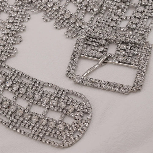 V-neck Rhinestone Crystal Halter Top