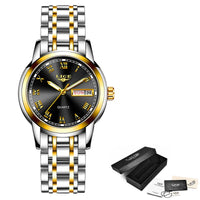 Women's Two Tone Stainless Steel Bracelet Watch Slim