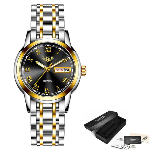 Women's Two Tone Stainless Steel Bracelet Watch Slim
