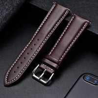 COROS Calfskin Leather Watch Band - Soft Wrist Strap with Silver Buckle