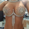 Luxury Crystal Swirl Micro Bikini Body Chain – Shimmering Rhinestone Tassel Bra & Exotic Chest Harness for Festivals, Raves & Clubwear