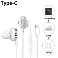 STEVVEX Wired Earphone Headphones with Microphone Dual Driver Phone Earphones Type C Ear phones