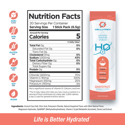 H2O ELECTROLYTES™ - Grapefruit | Zero Sugar Electrolyte Powder