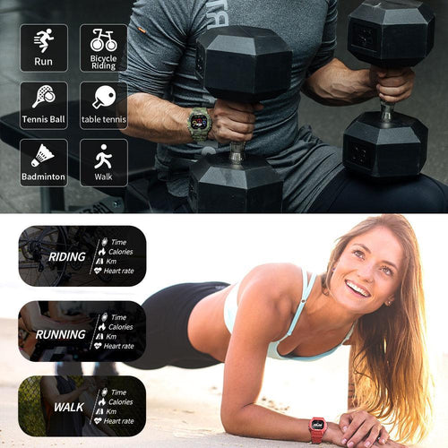 Military Ocean Army Smart Watch For Menand Woman For  Fitness and Sport With Tracker Blood Pressure Message Push Heart Rate Monitor and Clock Smartwatc For Android