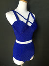 Sparkly Rhinestone Crop Top & High-Waisted Shorts Two-Piece Dance Costume Set