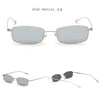 Vintage Small Narrow Rectangle Sunglasses Women Men Brand Red Clear Lens Skinny Slim Wire Retro Hip Hop Sun Glasses Shades OM522