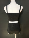 Sparkly Rhinestone Crop Top & High-Waisted Shorts Two-Piece Dance Costume Set