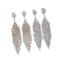 Vintage Crystal Tassel Drop Earrings – Elegant Geometric Multi-Strand Statement Earrings for Weddings, Galas & Evening Wear