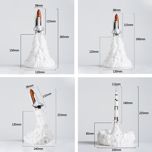 Kids Popular Space Shuttle Lamp and Moon lamps In Night Light By 3D Print For Space Lovers Rocket Lamp