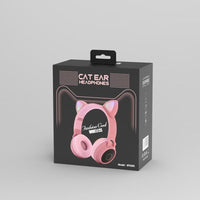 STEVVEX New Luxury Interesting LED Cat Ear Noise Cancelling Headphones Bluetooth 5.0  For Young People and  Kids Headset Support TF Card 3.5mm Plug With Mic