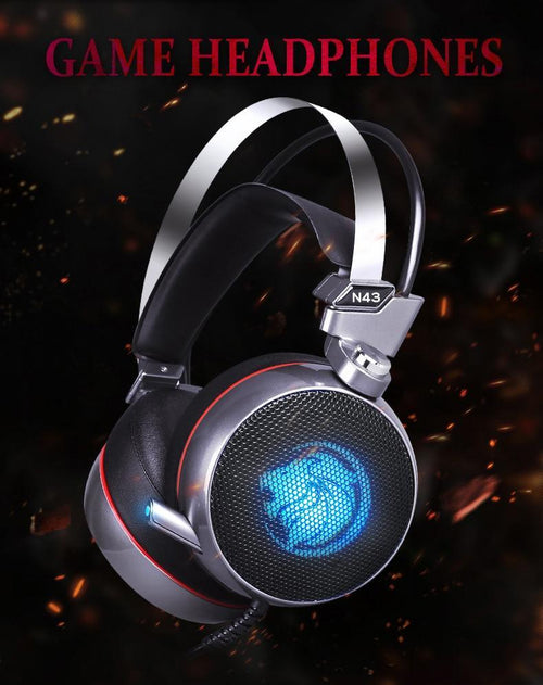STEVVEX N43 Stereo Gaming Headset 7.1 Virtual Surround Bass Gaming Earphone Headphone with Mic LED Light for Computer PC Gamer (N43)