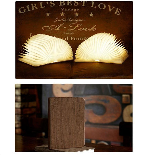 STEVVEX USB LED Book Lights Home Bedside Reading Lighting Rechargeable Magnetic Colorful Foldable Wooden Desk Lamp Best For Birthday or Valentine Gift
