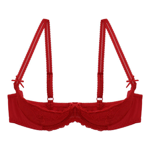 Lace Underwire Half-Cup Push-Up Bra