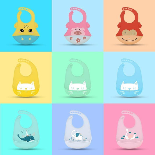Adjustable Oil-proof  Food Grade Silicone Drool bib Soft And Comfortable Saliva Towel Lunch Baby Bib For Babies and Kids