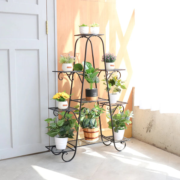 9 Tier Plant Stands Indoor Metal Plant Shelf Stand Outdoor Multilayer Potted Planters Display Rack Patio Garden