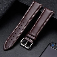 COROS Calfskin Leather Watch Band - Soft Wrist Strap with Silver Buckle