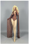 Wild Glam Leopard Print Gogo Bodysuit & Flowing Cape Set