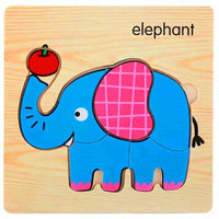 3D Wooden Children Interesting Puzzle Toys With Animals and Cars Exellent Puzzles Intelligence Kids Early Educational Toys For Children