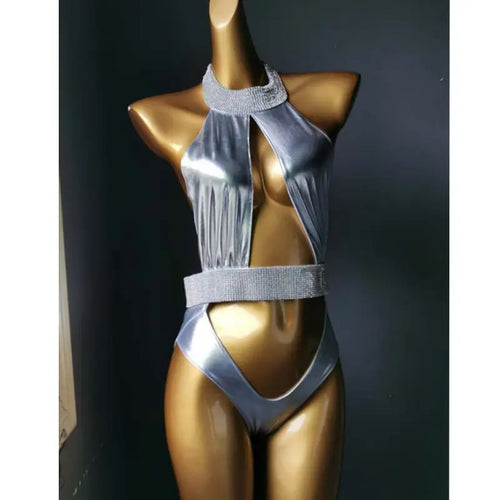 Classic Rhinestone Push-Up Performance Set – Shimmering Crystal Bandage Costume & Bling Two-Piece for GoGo Dancers & Festivals