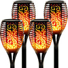 33/96 LED Solar Stainless Steel Torch Lamp For Yard Garden Pathway Doorway Courtyard