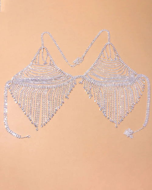 Dazzling Crystal Bra Chain & Thong Bikini Body Jewelry Set