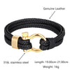 New Fashion Stainless Steel Bracelet Men Punk Genuine Leather Bracelets & Bangles Charm Jewelry Anchor Style