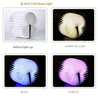 STEVVEX USB LED Book Lights Home Bedside Reading Lighting Rechargeable Magnetic Colorful Foldable Wooden Desk Lamp Best For Birthday or Valentine Gift