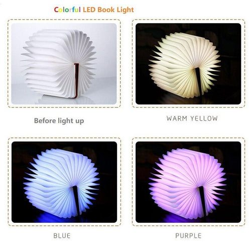 STEVVEX USB LED Book Lights Home Bedside Reading Lighting Rechargeable Magnetic Colorful Foldable Wooden Desk Lamp Best For Birthday or Valentine Gift